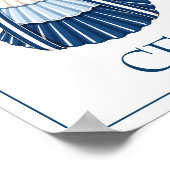Blauwe en Witte Schelpen en Lint Monogram Poster (Hoek)