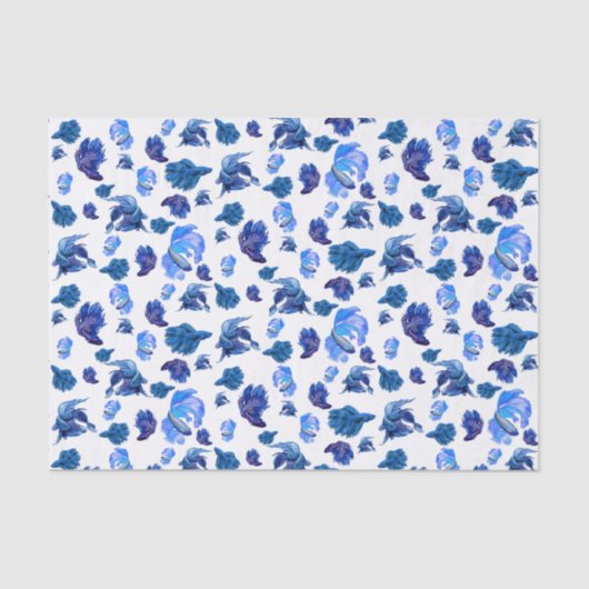 Blauwe en witte Siamese gevechtsvis Tissuepapier (Voorkant)