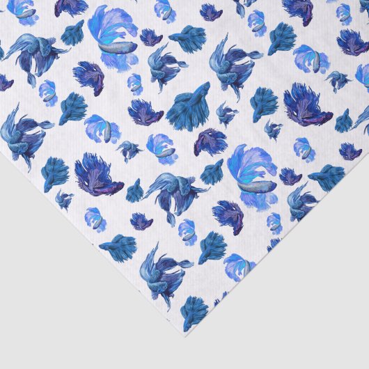 Blauwe en witte Siamese gevechtsvis Tissuepapier (Detail)