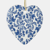 Blauwe en witte sierbloem keramisch ornament (Rechts)