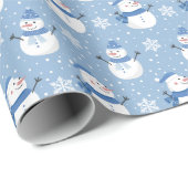 Blauwe en witte sneeuwpoppen cadeaupapier (Rol Hoek)
