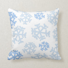 Blauwe en witte sneeuwvlok kussen