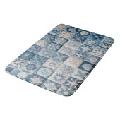 Blauwe en witte sneeuwvlok quilt badmat (Gekanteld)