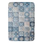 Blauwe en witte sneeuwvlok quilt badmat (Voorkant Verticaal)