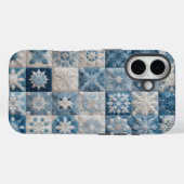 Blauwe en witte sneeuwvlok quilt Case-Mate iPhone case (Achterkant (horizontaal))