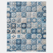 Blauwe en witte sneeuwvlok quilt fleece deken (Voorkant)