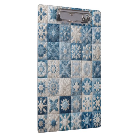 Blauwe en witte sneeuwvlok quilt klembord (Rechts)