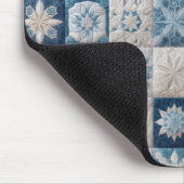 Blauwe en witte sneeuwvlok quilt muismat (Hoek)