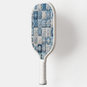 Blauwe en witte sneeuwvlok quilt pickleball paddle (Links)