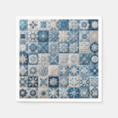 Blauwe en witte sneeuwvlok quilt servet (Voorkant)