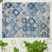 Blauwe en witte sneeuwvlok quilt theedoek (Gevouwen)