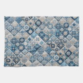 Blauwe en witte sneeuwvlok quilt theedoek (Horizontaal)