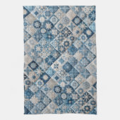 Blauwe en witte sneeuwvlok quilt theedoek (Verticaal)