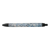 Blauwe en witte sneeuwvlok quilt zwarte inkt pen (Voorkant)