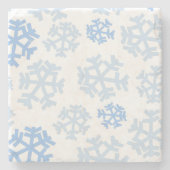 Blauwe en witte sneeuwvlok stenen onderzetter (Voorkant)