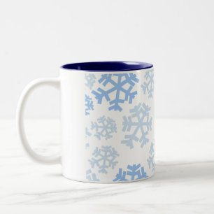 Blauwe en witte sneeuwvlok tweekleurige koffiemok