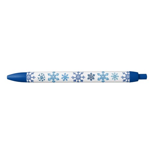 Blauwe en witte sneeuwvlokken blauwe inkt pen (Voorkant)