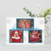Blauwe en witte sneeuwvlokken Familie Foto's Kerst Kaart (Staand voorkant)