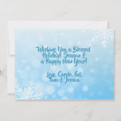 Blauwe en witte sneeuwvlokken Familie Foto's Kerst Kaart (Achterkant)