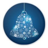 Blauwe en witte sneeuwvlokken kerstbal keramische knop (Voorkant)