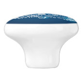 Blauwe en witte sneeuwvlokken kerstbal keramische knop (Zijkant)