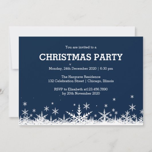 Blauwe en witte sneeuwvlokken kerstfeest kaart (Voorkant)
