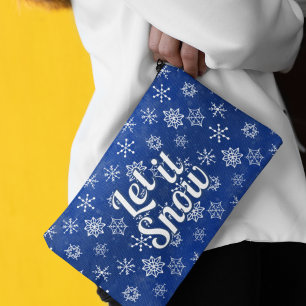 Blauwe en witte sneeuwvlokken laten het sneeuwen etui