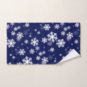 Blauwe en witte sneeuwvlokken op donkerblauwe gron bad handdoek (Handdoek)