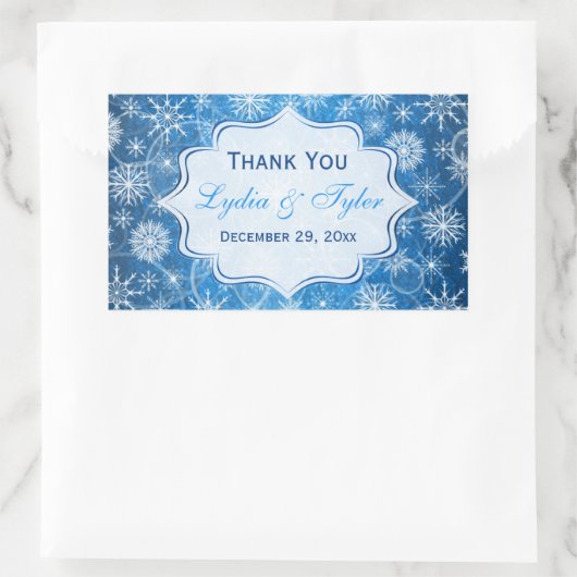 Blauwe en witte sneeuwvlokken Sticker (Tas)