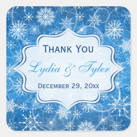 Blauwe en witte sneeuwvlokken Sticker (Voorkant)