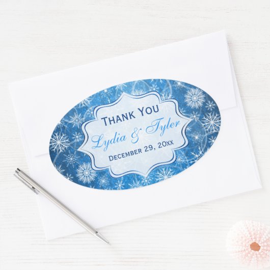 Blauwe en witte sneeuwvlokken Sticker (Envelop)