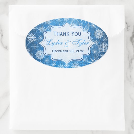 Blauwe en witte sneeuwvlokken Sticker (Tas)