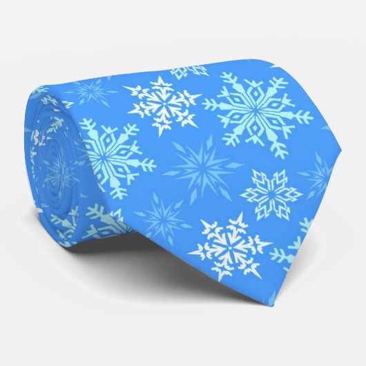 Blauwe en witte sneeuwvlokken stropdas (Opgerold)