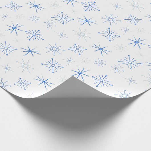 blauwe en witte sneeuwvlokken uit de Middeleeuwen Cadeaupapier (Hoek)