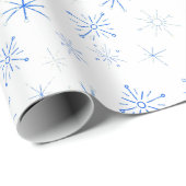  blauwe en witte sneeuwvlokken uit de Middeleeuwen Cadeaupapier (Rol Hoek)