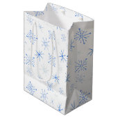 blauwe en witte sneeuwvlokken uit de Middeleeuwen Medium Cadeauzakje (Voorkant Gekanteld)