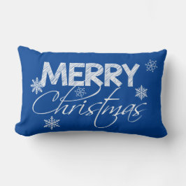 Blauwe en witte sneeuwvlokken | Vrolijk kerstfeest Kussen