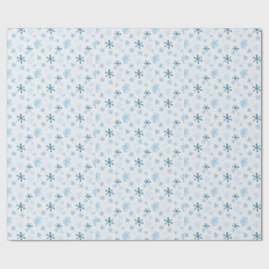 Blauwe en witte sneeuwvlokken Winter Modern Kerstm Cadeaupapier (Vlak)