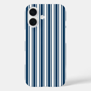 Blauwe en witte snoepjes strepen iPhone 16 hoesje