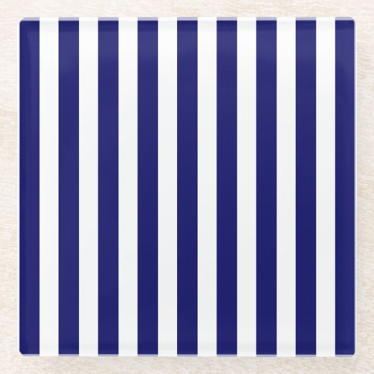 Blauwe en witte snoepjes strepen glazen onderzetter (Voorkant)