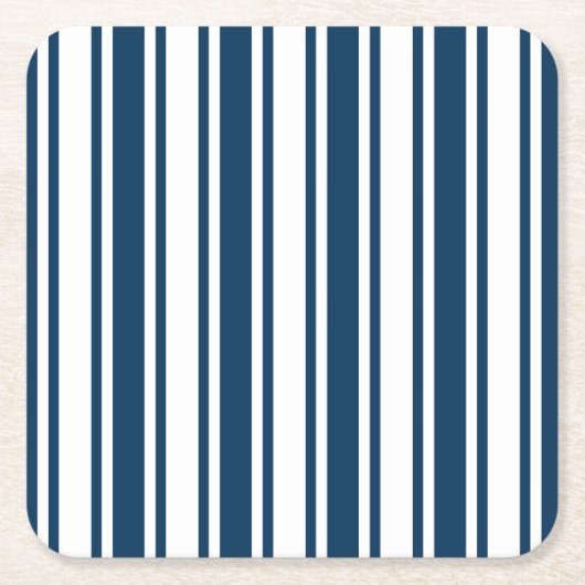 Blauwe en witte snoepjes strepen kartonnen onderzetters (Voorkant)