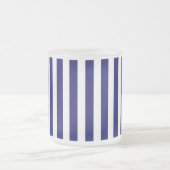 Blauwe en witte snoepjes strepen matglas koffiemok (Center)