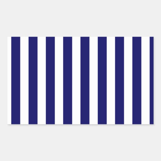 Blauwe en witte snoepjes strepen rechthoekige sticker (Voorkant)