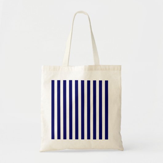 Blauwe en witte snoepjes strepen tote bag (Voorkant)