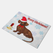 Blauwe en witte Snowflake Dachshund-kerstklep Deurmat (Schuin)