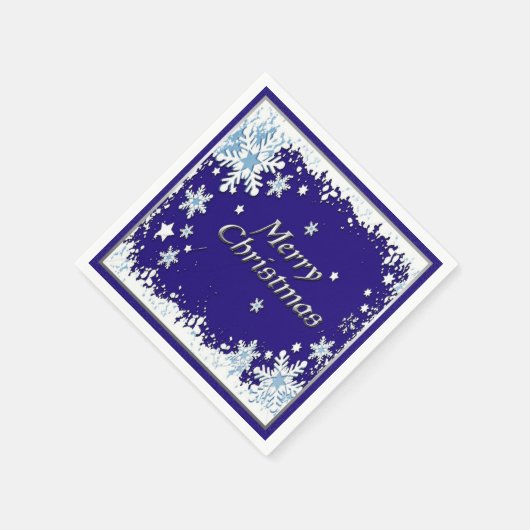 Blauwe en witte snowflake kerst servet (Hoek)