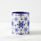 Blauwe en witte snowflake Mok met kerstmis (Midden)