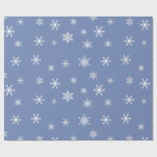 Blauwe en witte snowflakes kerst cadeaupapier (Vlak)