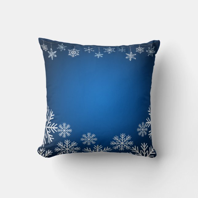 Blauwe en witte snowflakes kerst kussen (Voorkant)