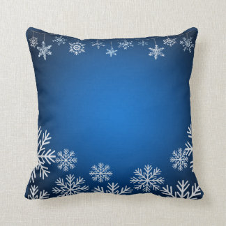Blauwe en witte snowflakes kerst kussen